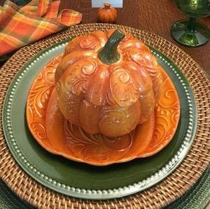 Pier 1 Imports Orange Pumpkin Lidded Bowl